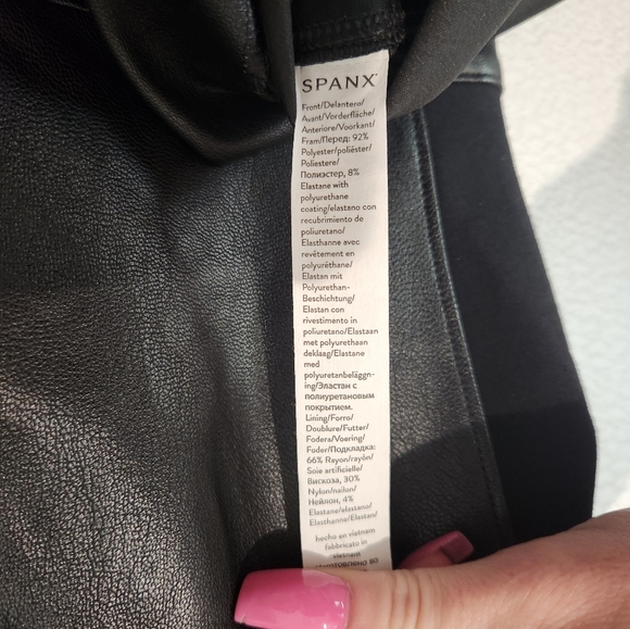SPANX Leather Like Combo Sheath Dress Faux Leather Xsmall Black - Picture 11 of 12